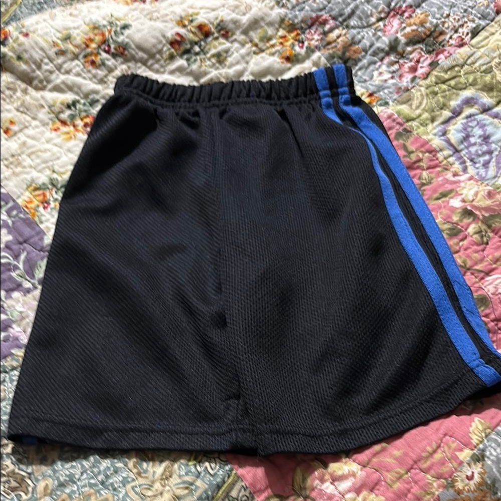 Kids Black Shorts with Blue Stripe